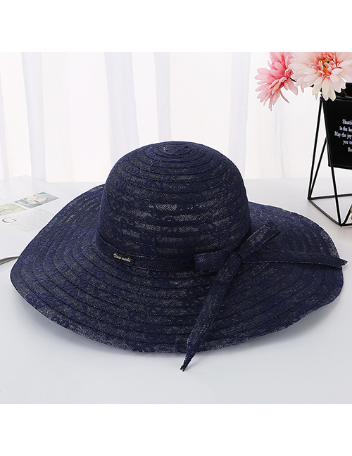 Fashion Navy Daxie Covered Iron Letters Double-layer Lace Fisherman Hat
