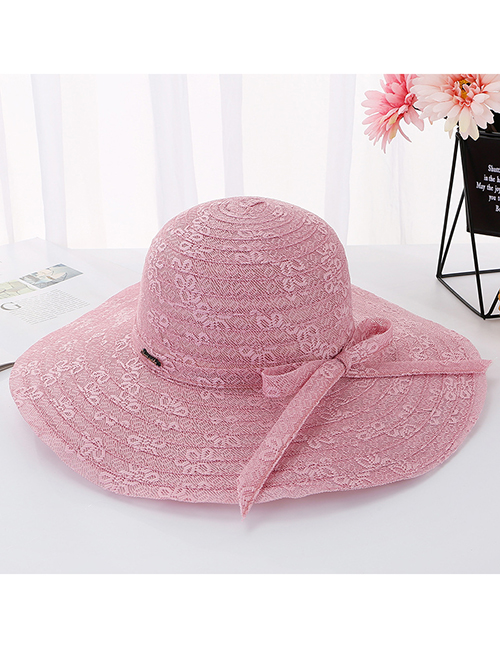 Fashion Leather Powder Daxie Covered Iron Letters Double-layer Lace Fisherman Hat