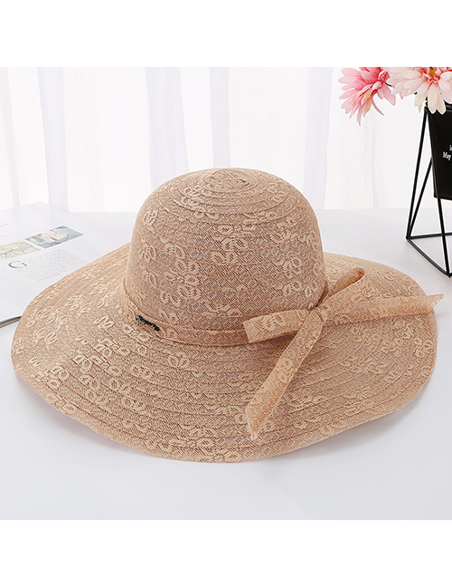 Fashion Khaki Daxie Covered Iron Letters Double-layer Lace Fisherman Hat