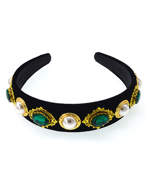 Fashion Green Full Diamond Pearl Headband