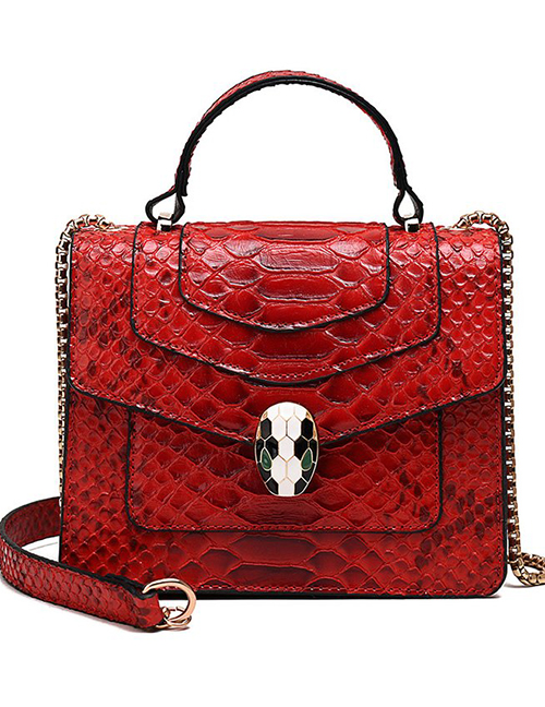 Fashion Red Snakeskin Pattern Bag