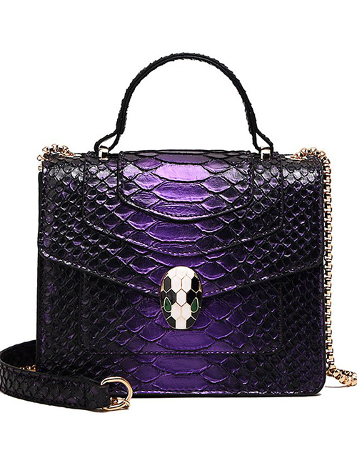 Fashion Purple Snakeskin Pattern Bag