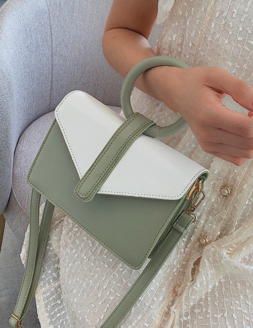 Fashion Green Contrast Color Stitching Ring Shoulder Bag Shoulder Bag
