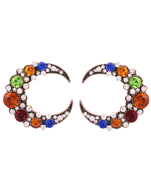 Fashion Color Alloy Studded C-shaped Earrings