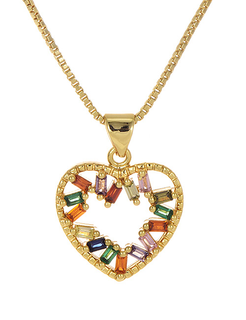 Fashion Gold Copper Inlay Zircon Love Necklace