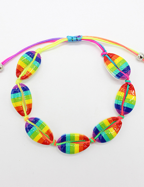 Fashion Rainbow Color Alloy Woven Shell Bracelet