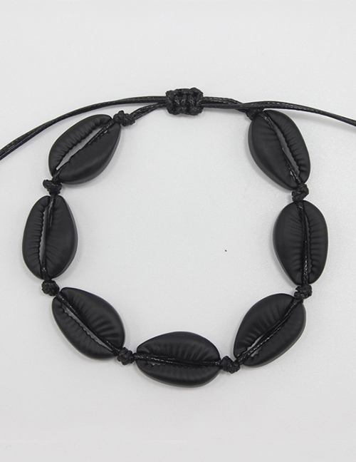 Fashion Matte Black Alloy Woven Shell Bracelet