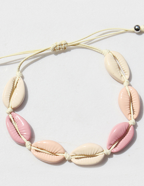Fashion Pink Alloy Woven Shell Bracelet