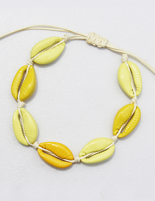 Fashion Yellow Alloy Woven Shell Bracelet