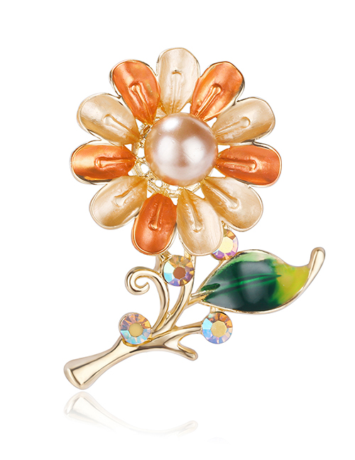Fashion Color Crystal Pearl Drip Flower Brooch