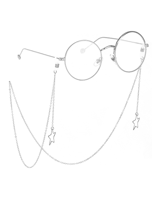 Fashion Silver Metal Color-protected Hollow Five-star Glasses Chain