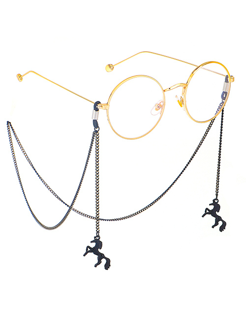 Fashion Black Hanging Neck Animal Horse Glasses Chain