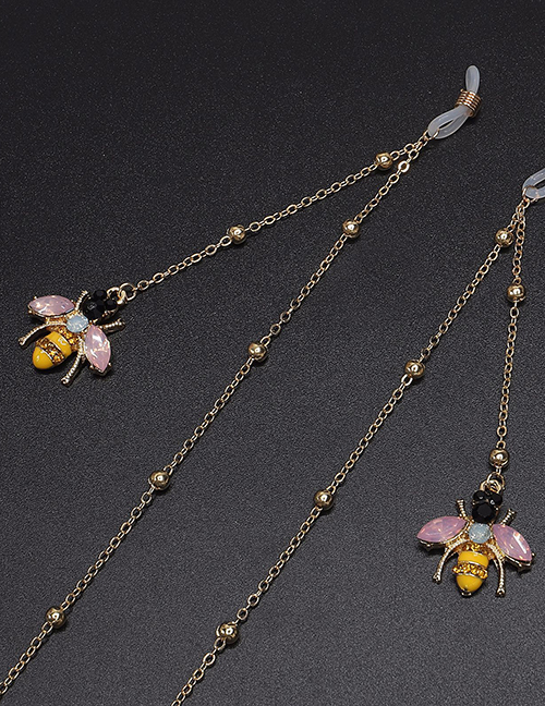 Fashion Gold Diamond Bee Color Retaining Bead Metal Chain Glasses Chain