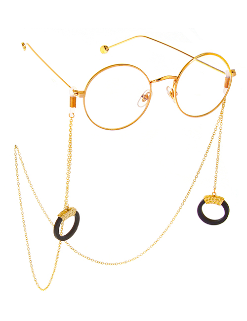 Fashion Gold Non-slip Metal Wood Black Round Glasses Chain