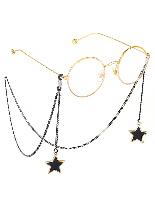 Fashion Black Hanging Neck Big Five-pointed Star Chain Glasses Chain