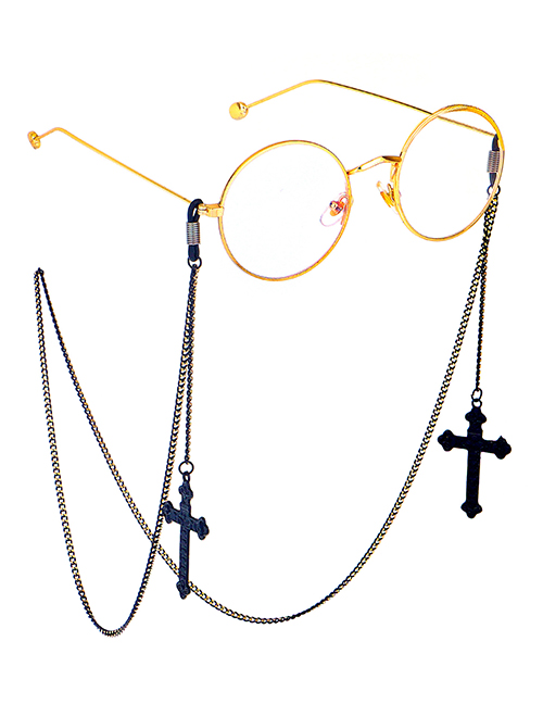 Fashion Black Hanging Neck Cross Chain Glasses Chain