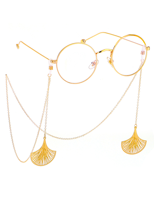 Fashion Gold Non-slip Metal Fan-shaped Leaf Glasses Chain