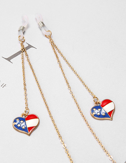 Fashion Gold Non-slip Metal Heart Flag Glasses Chain