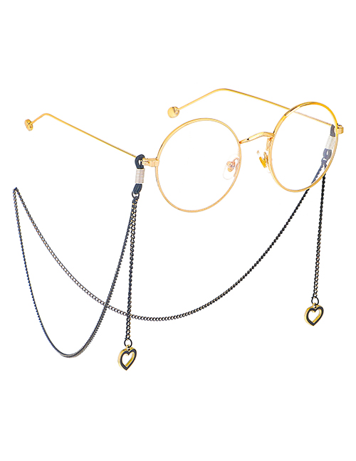 Fashion Black Hanging Neck Hollow Heart Chain Glasses Chain