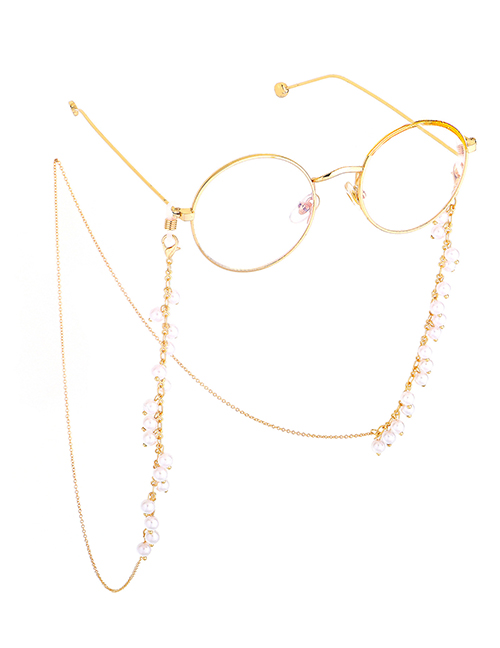 Fashion Gold Fringed 6mm Large Pearl Chain Glasses Chain