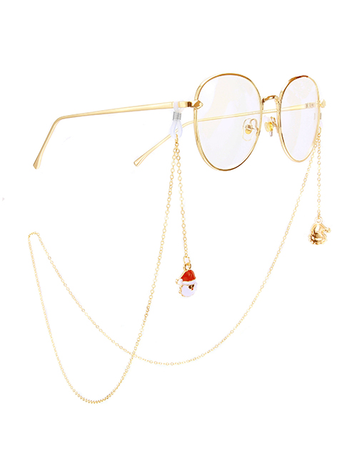 Fashion Gold Non-slip Metal Santa Glasses Chain