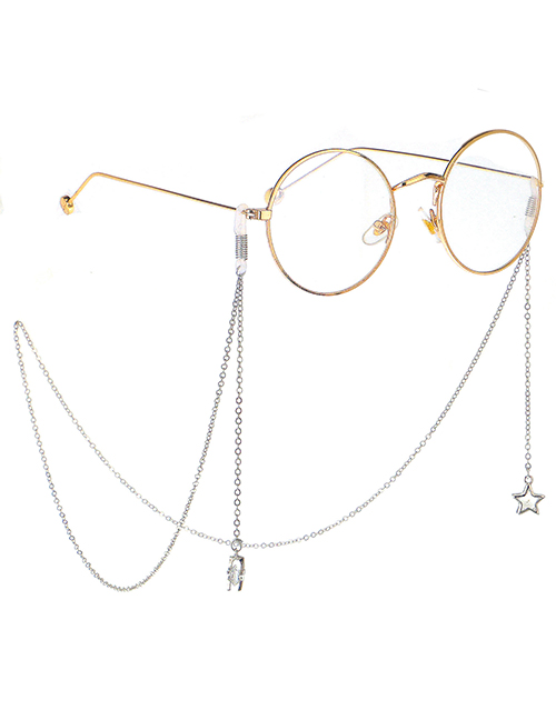 Fashion Silver Non-slip Metal Five-star Zircon Glasses Chain