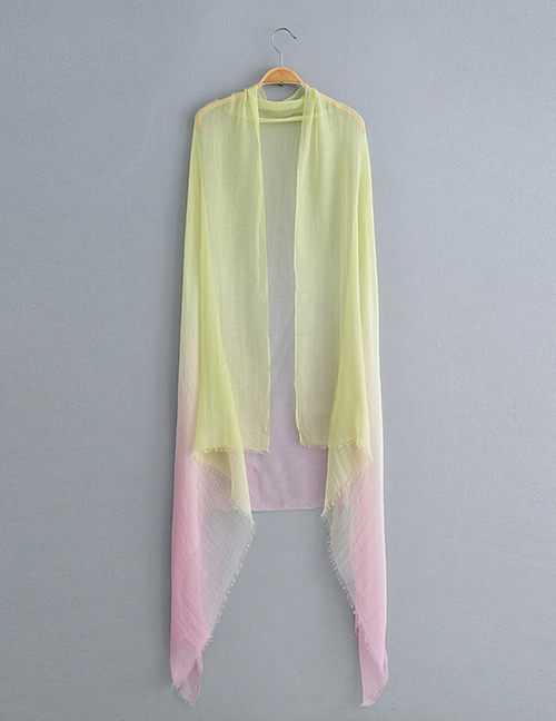 Fashion Yellow + Pink Gradient Silk Scarf Sunscreen Shawl