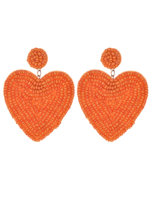 Fashion Orange Felt Cloth Rice Beads Love Earrings