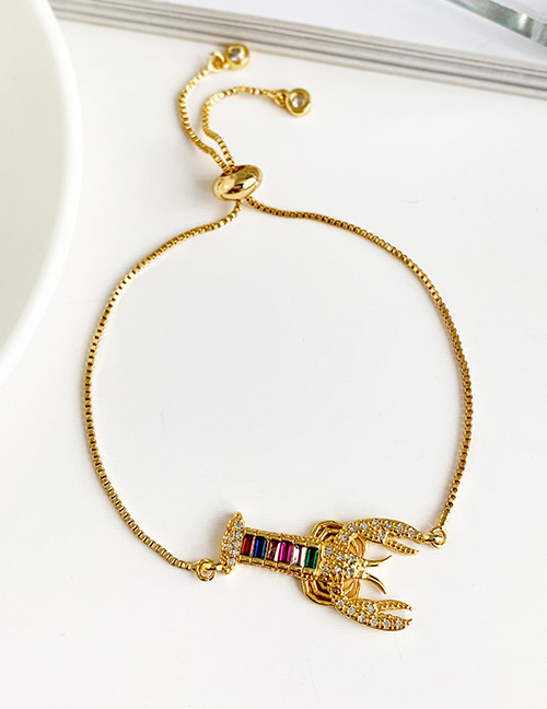Fashion Gold Copper Inlaid Zircon Prawns Bracelet