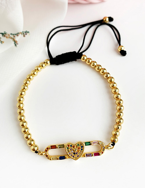 Fashion Gold Copper Inlay Zircon Beaded Bracelet