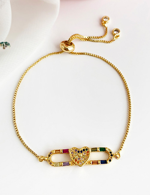 Fashion Gold Copper Inlay Zircon Love Bracelet