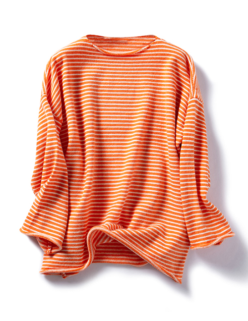 Fashion Orange Striped Pullover