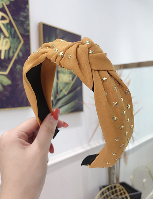 Fashion Yellow Hot Drilling Stars Knotted Wide-brimmed Headband