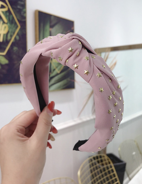 Fashion Pink Hot Drilling Stars Knotted Wide-brimmed Headband