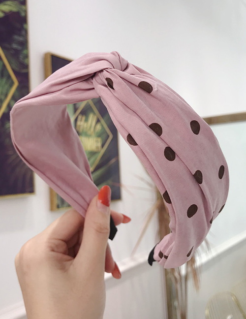 Fashion Pink Cloth Wave Point Contrast Color Cross Knot Wide Side Headband