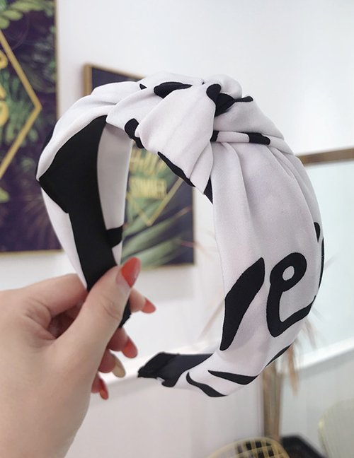Fashion White Cloth Letters Knotted Wide-brimmed Headband