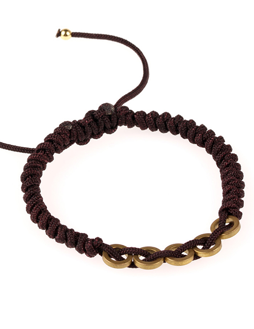 Fashion Coffee Color Woven Circle Pull Bracelet