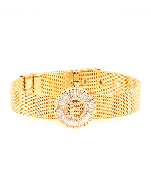 Fashion Gold Micro-inlaid Zircon Letter Gold Gold Color Bracelet