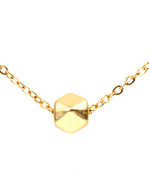 Fashion Gold Stainless Steel Color Protection Chain Three-dimensional Geometric Polygon Ball Necklace