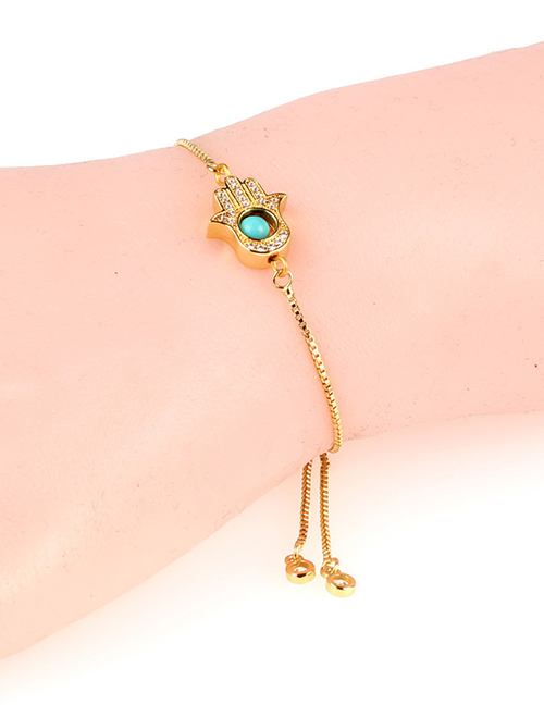 Fashion Gold Copper Micro-inlaid Palm Pull Bracelet