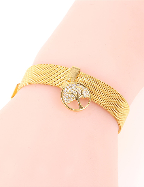 Fashion Gold Real Gold Color Micro-inlaid Zircon Tree Of Life Bracelet