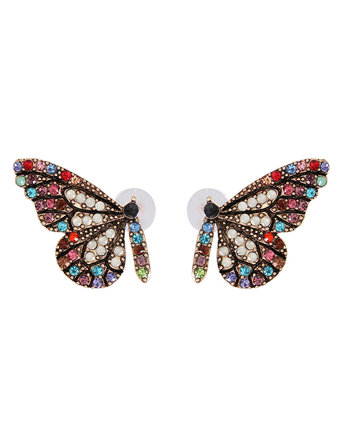 Fashion Pink Butterfly Glass Drill Earrings