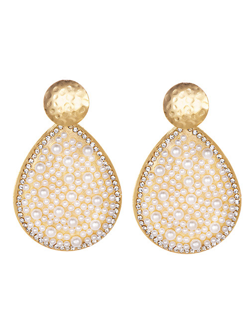 Fashion Pearl Alloy Pearl With Diamond Drop Shape Stud Earrings