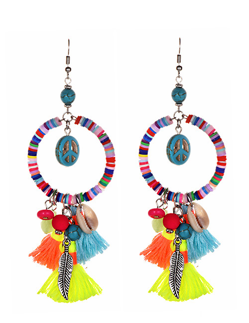 Fashion Color Alloy Resin Cotton Earrings