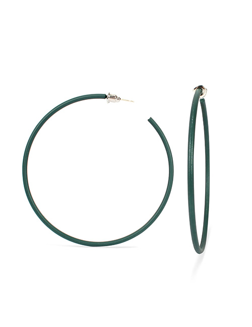Fashion Green  Silver Needle Large Hoop Earrings