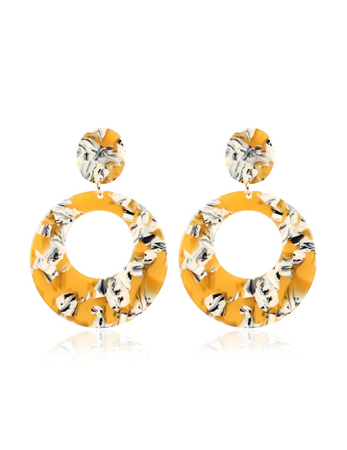 Fashion Yellow + White Acrylic Plate Earrings
