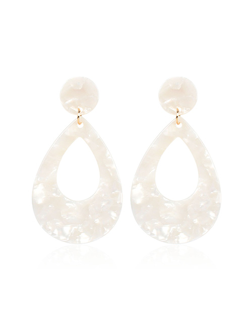 Fashion White Geometric Drop-shaped Acetate Plate Earrings