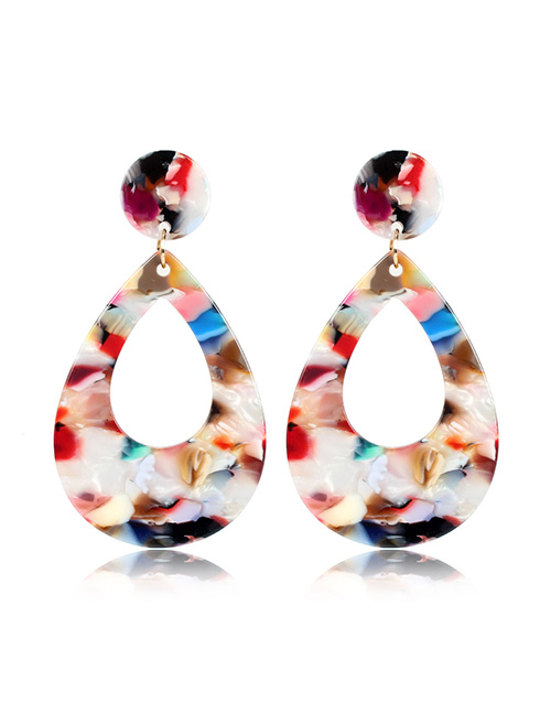 Fashion Color Mixing Geometric Drop-shaped Acetate Plate Earrings