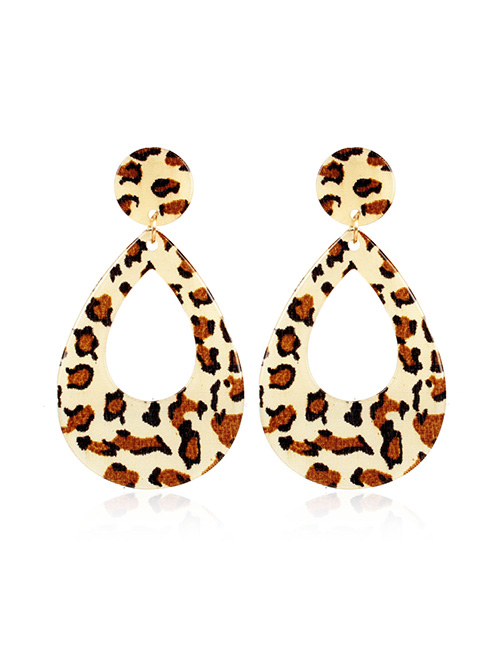 Fashion Leopard Geometric Drop-shaped Acetate Plate Earrings