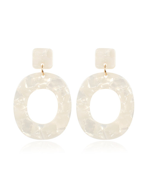 Fashion White Acrylic Geometric Oval Earrings